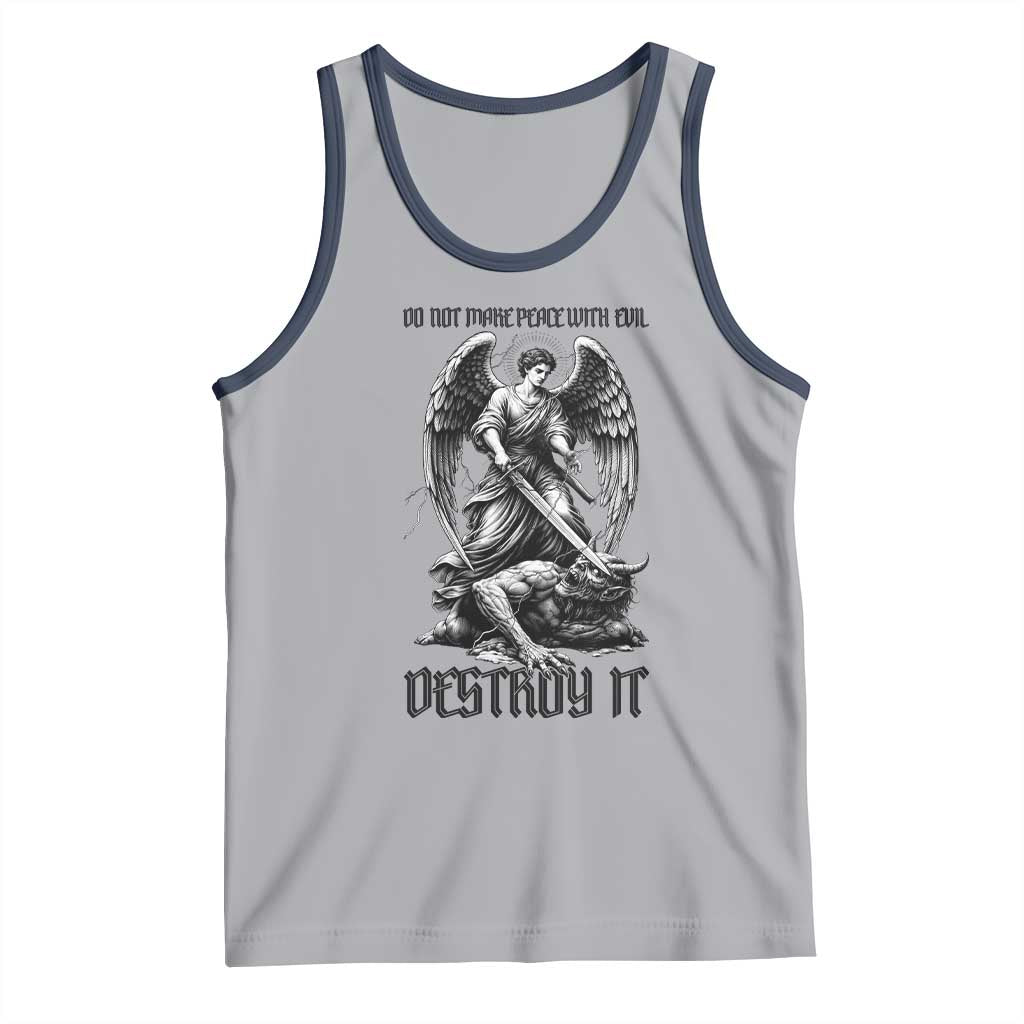 Do Not Make Peace With Evil Tank Top Archangel Saint Michael TS12 Athletic Heather Navy Print Your Wear