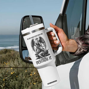 Do Not Make Peace With Evil Tumbler With Handle Archangel Saint Michael TS12 Print Your Wear
