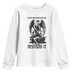 Do Not Make Peace With Evil Youth Sweatshirt Archangel Saint Michael TS12 White Print Your Wear