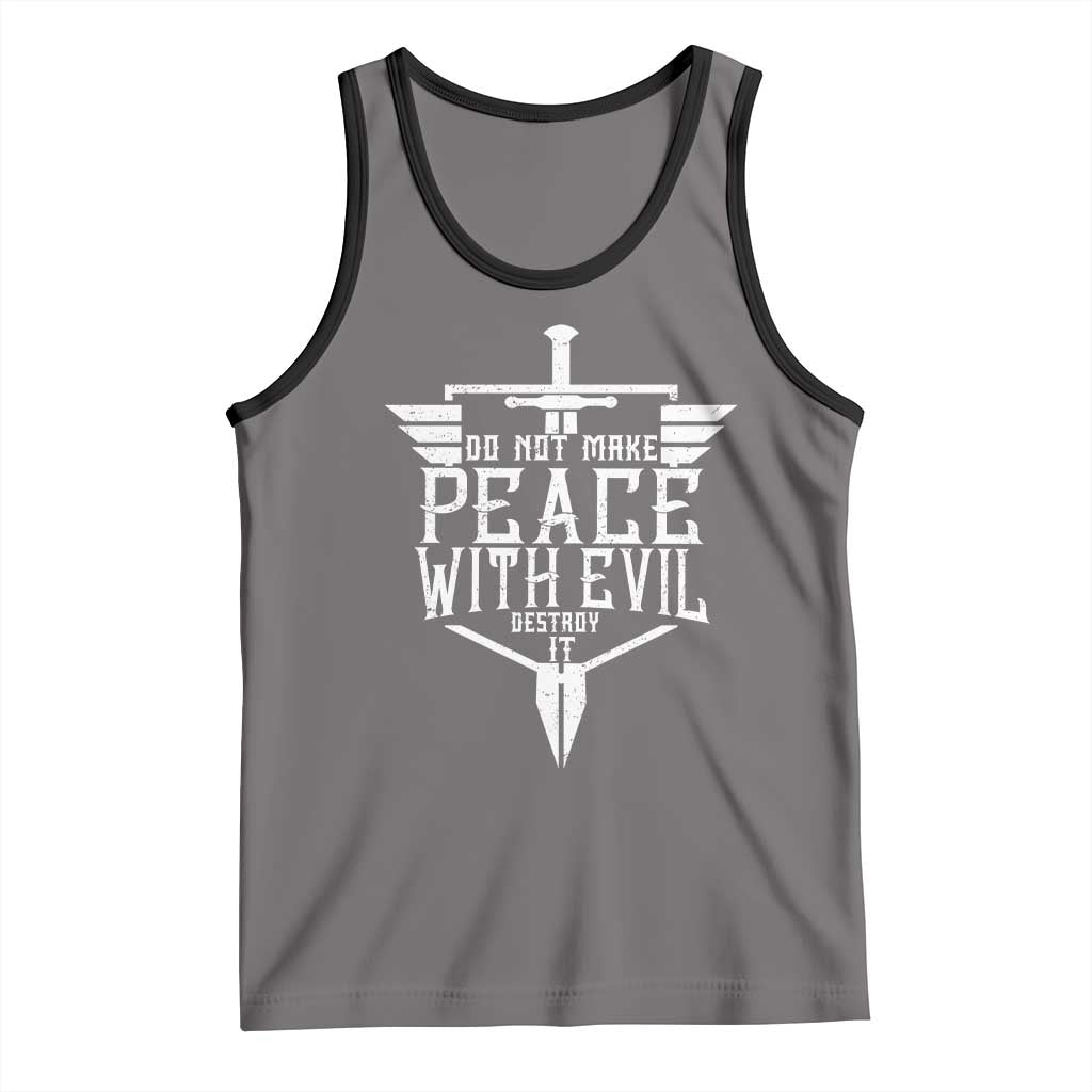 Do Not Make Peace With Evil Tank Top Catholic Protection Gift TS12 Deep Heather Black Print Your Wear