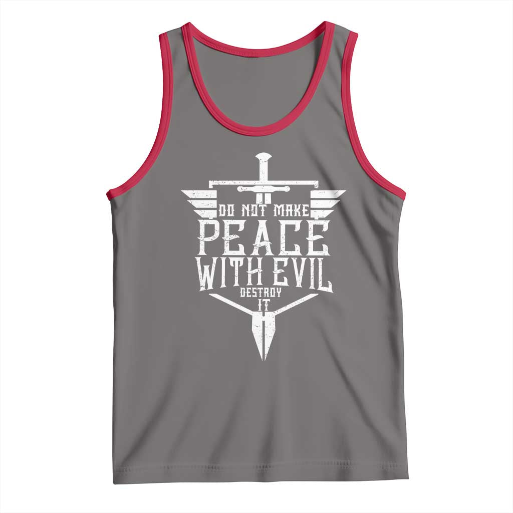 Do Not Make Peace With Evil Tank Top Catholic Protection Gift TS12 Deep Heather Red Print Your Wear