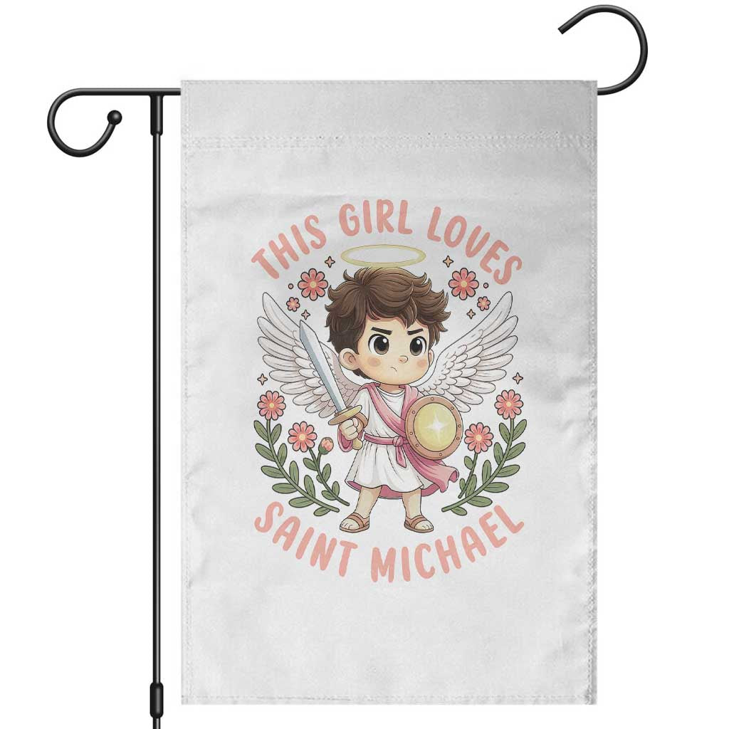 This Girl Loves Saint Michael Garden Flag Religious Faith Gift TS12 Black Print Your Wear