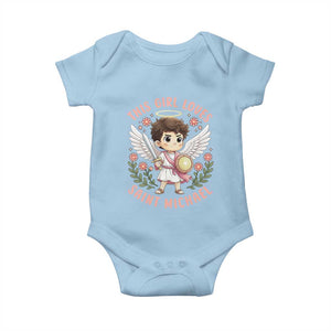 This Girl Loves Saint Michael Baby Onesie Religious Faith Gift TS12 Light Blue Print Your Wear