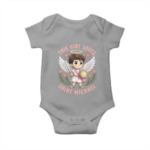 This Girl Loves Saint Michael Baby Onesie Religious Faith Gift TS12 Sport Gray Print Your Wear