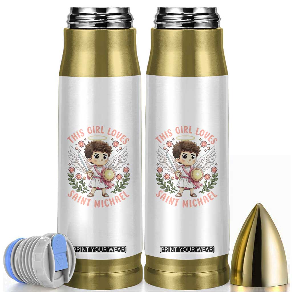 This Girl Loves Saint Michael Bullet Tumbler Religious Faith Gift TS12 White Print Your Wear