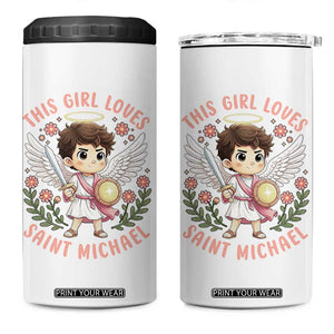 This Girl Loves Saint Michael 4 in 1 Can Cooler Tumbler Religious Faith Gift TS12 One Size: 16 oz White Print Your Wear