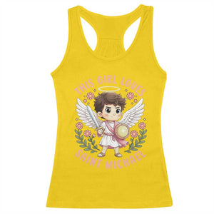 This Girl Loves Saint Michael Racerback Tank Top Religious Faith Gift TS12 Daisy Print Your Wear