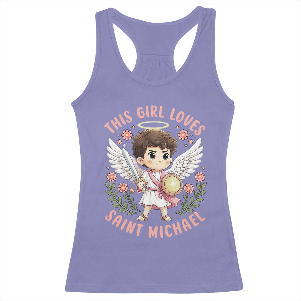 This Girl Loves Saint Michael Racerback Tank Top Religious Faith Gift TS12 Violet Print Your Wear