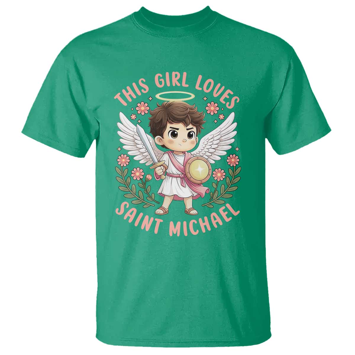 This Girl Loves Saint Michael T Shirt Religious Faith Gift TS12 Irish Green Print Your Wear