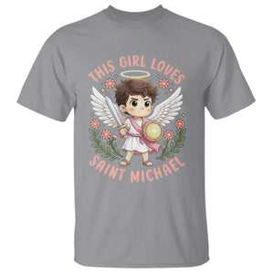 This Girl Loves Saint Michael T Shirt Religious Faith Gift TS12 Sport Gray Print Your Wear