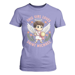 This Girl Loves Saint Michael T Shirt For Women Religious Faith Gift TS12 Violet Print Your Wear