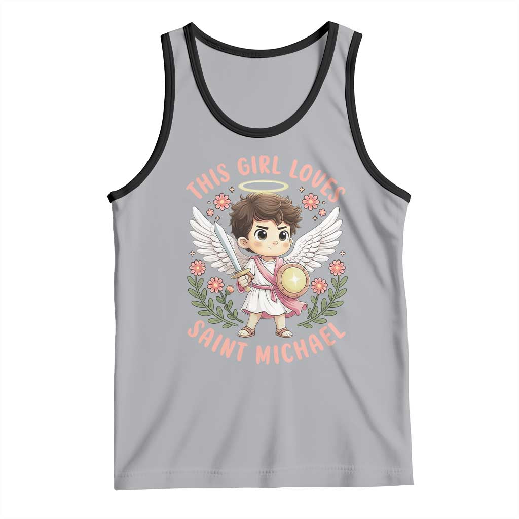 This Girl Loves Saint Michael Tank Top Religious Faith Gift TS12 Athletic Heather Black Print Your Wear