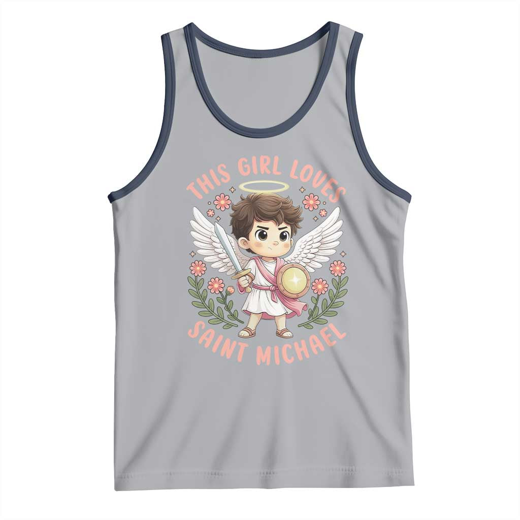 This Girl Loves Saint Michael Tank Top Religious Faith Gift TS12 Athletic Heather Navy Print Your Wear