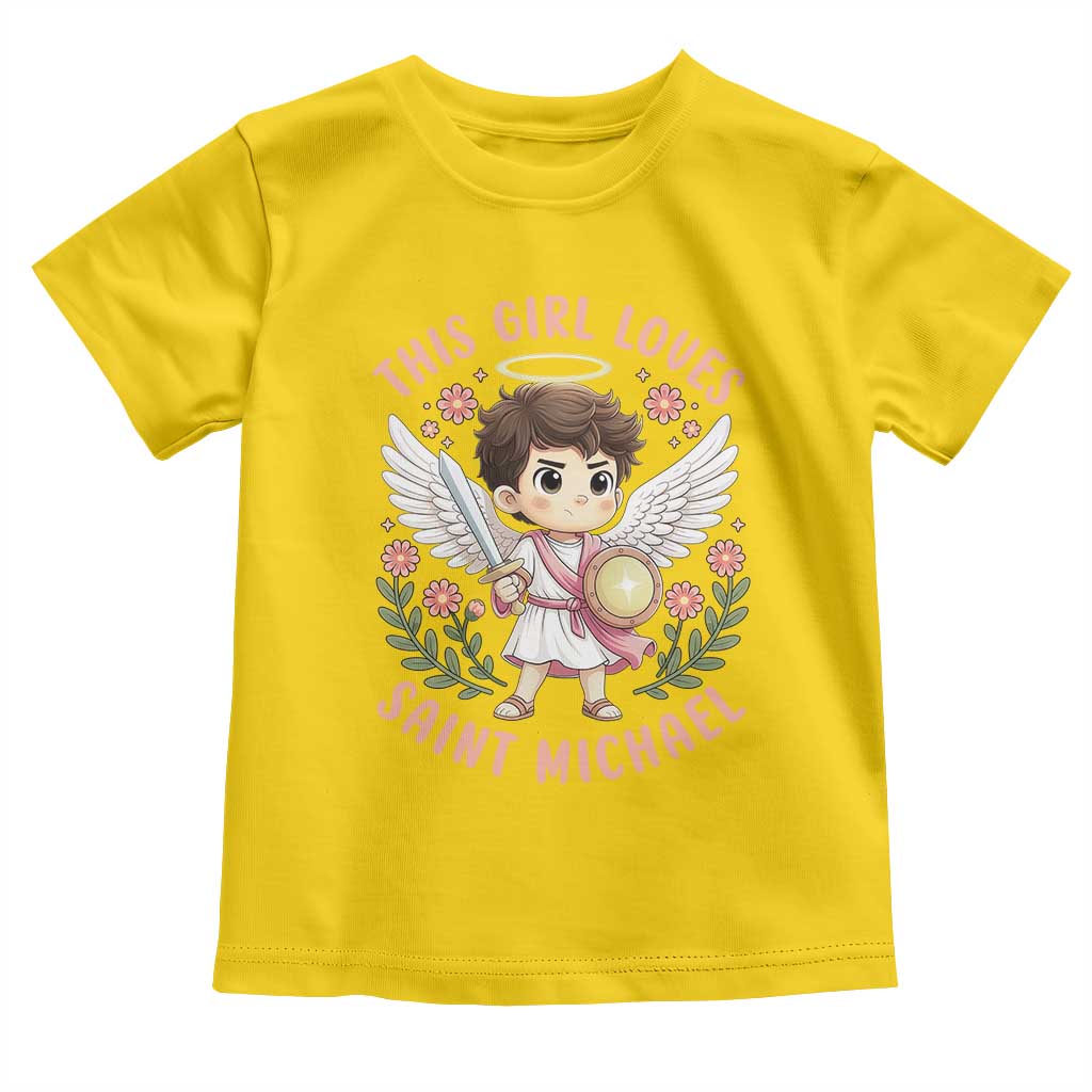 This Girl Loves Saint Michael Toddler T Shirt Religious Faith Gift TS12 Daisy Print Your Wear