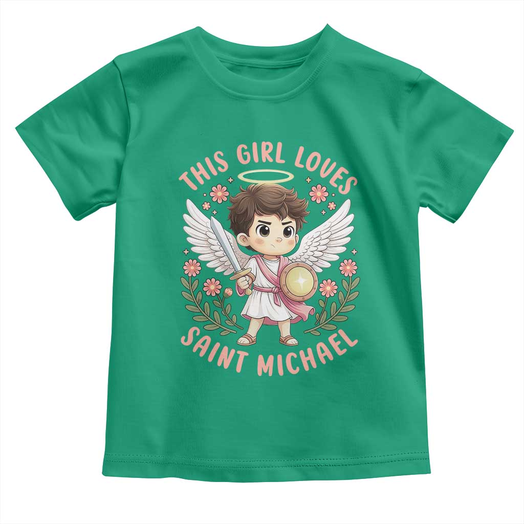 This Girl Loves Saint Michael Toddler T Shirt Religious Faith Gift TS12 Irish Green Print Your Wear