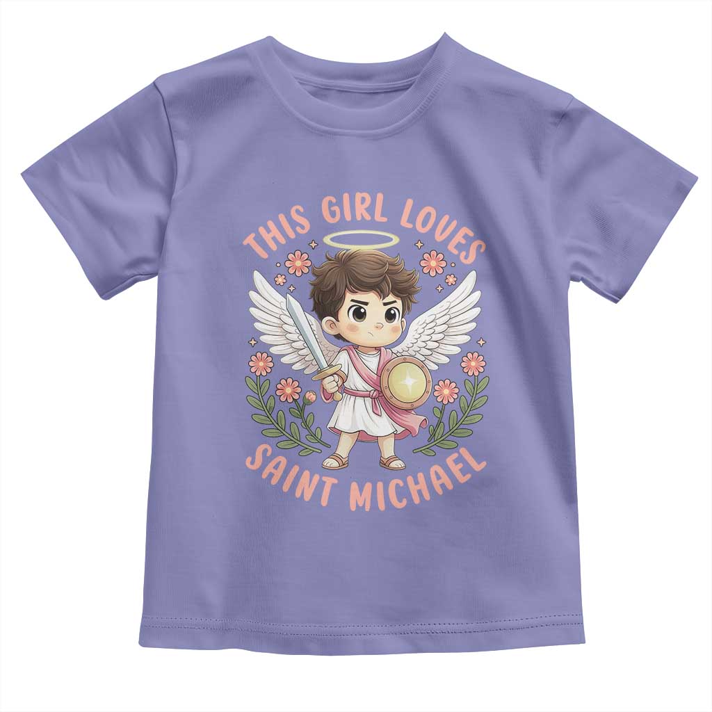 This Girl Loves Saint Michael Toddler T Shirt Religious Faith Gift TS12 Violet Print Your Wear