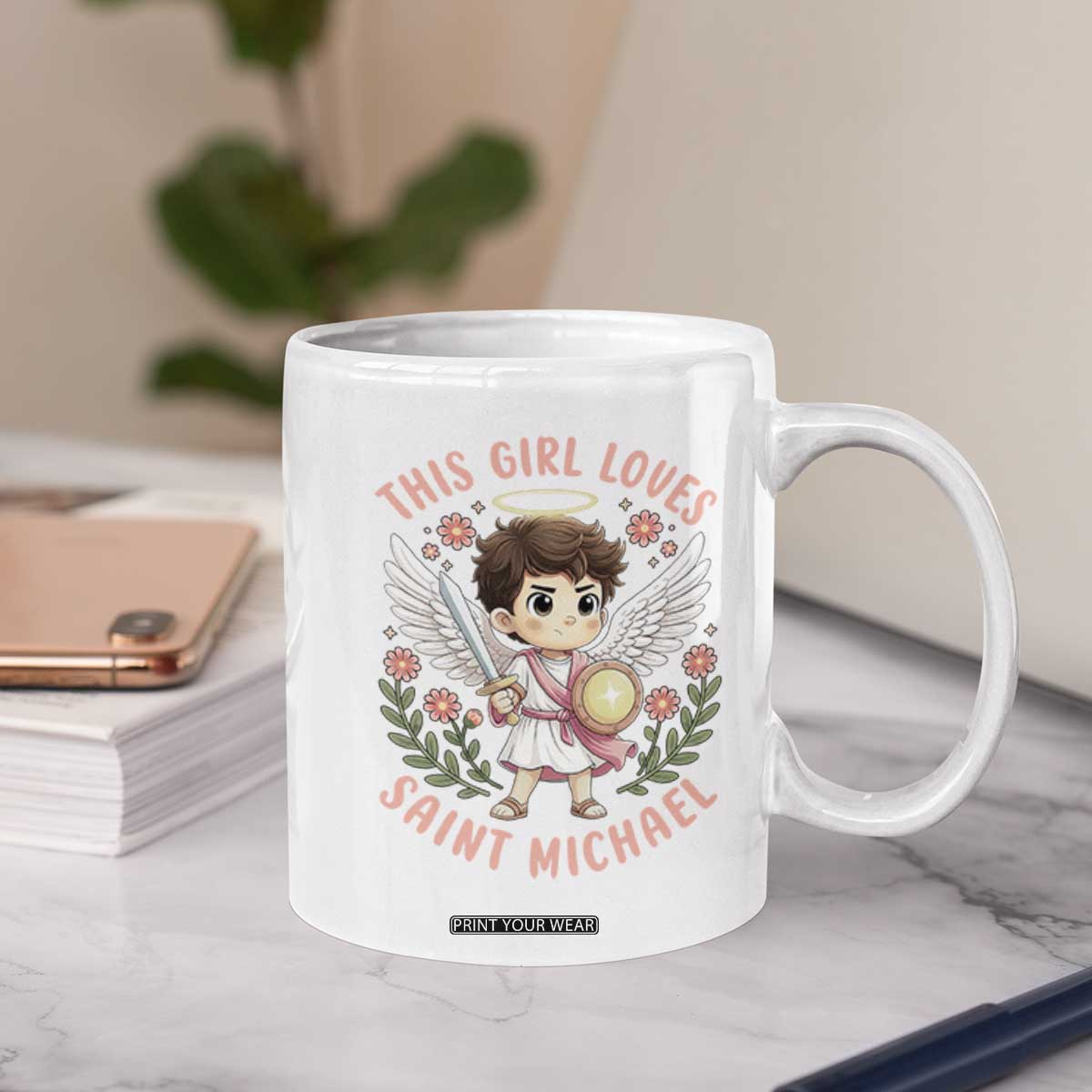 This Girl Loves Saint Michael Coffee Mug Religious Faith Gift TS12 Print Your Wear