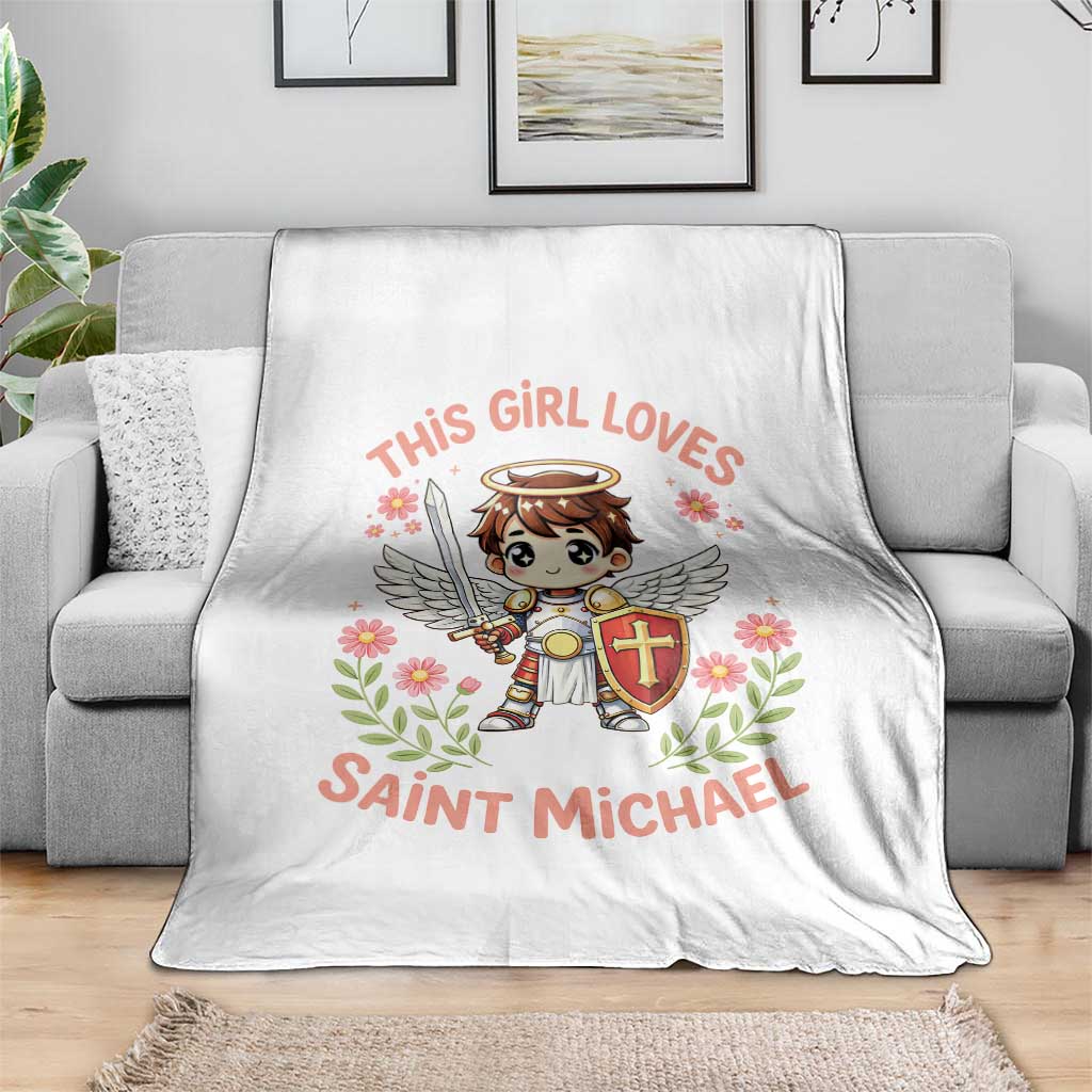 This Girl Loves Saint Michael Throw Blanket Catholic Faith Gift TS12 Print Your Wear