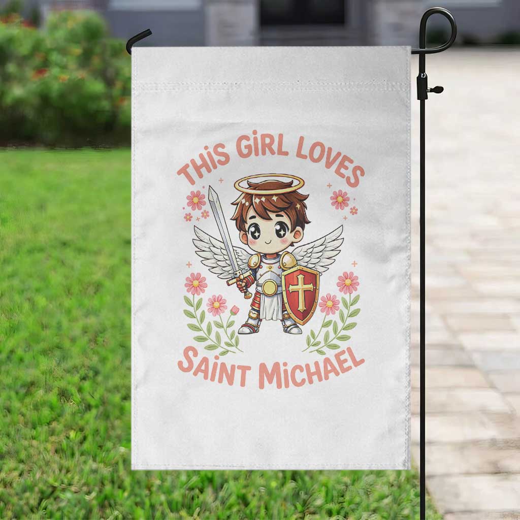 This Girl Loves Saint Michael Garden Flag Catholic Faith Gift TS12 Print Your Wear