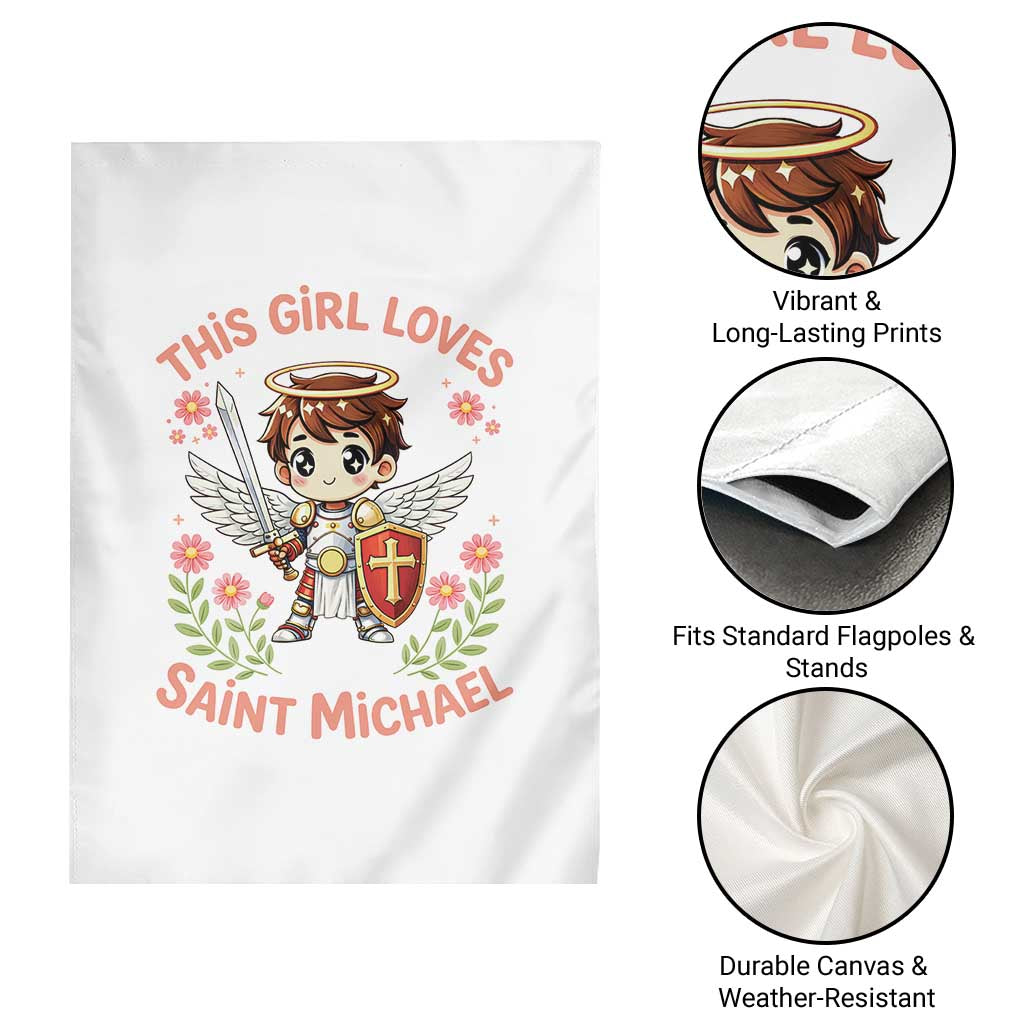 This Girl Loves Saint Michael Garden Flag Catholic Faith Gift TS12 Print Your Wear