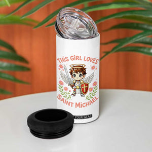 This Girl Loves Saint Michael 4 in 1 Can Cooler Tumbler Catholic Faith Gift TS12 Print Your Wear