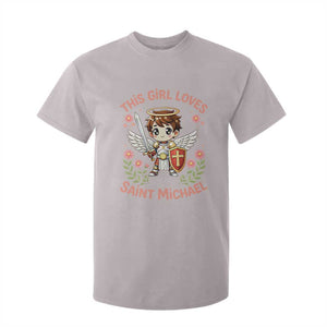 This Girl Loves Saint Michael T Shirt For Kid Catholic Faith Gift TS12 Ice Gray Print Your Wear