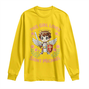 This Girl Loves Saint Michael Long Sleeve Shirt Catholic Faith Gift TS12 Daisy Print Your Wear