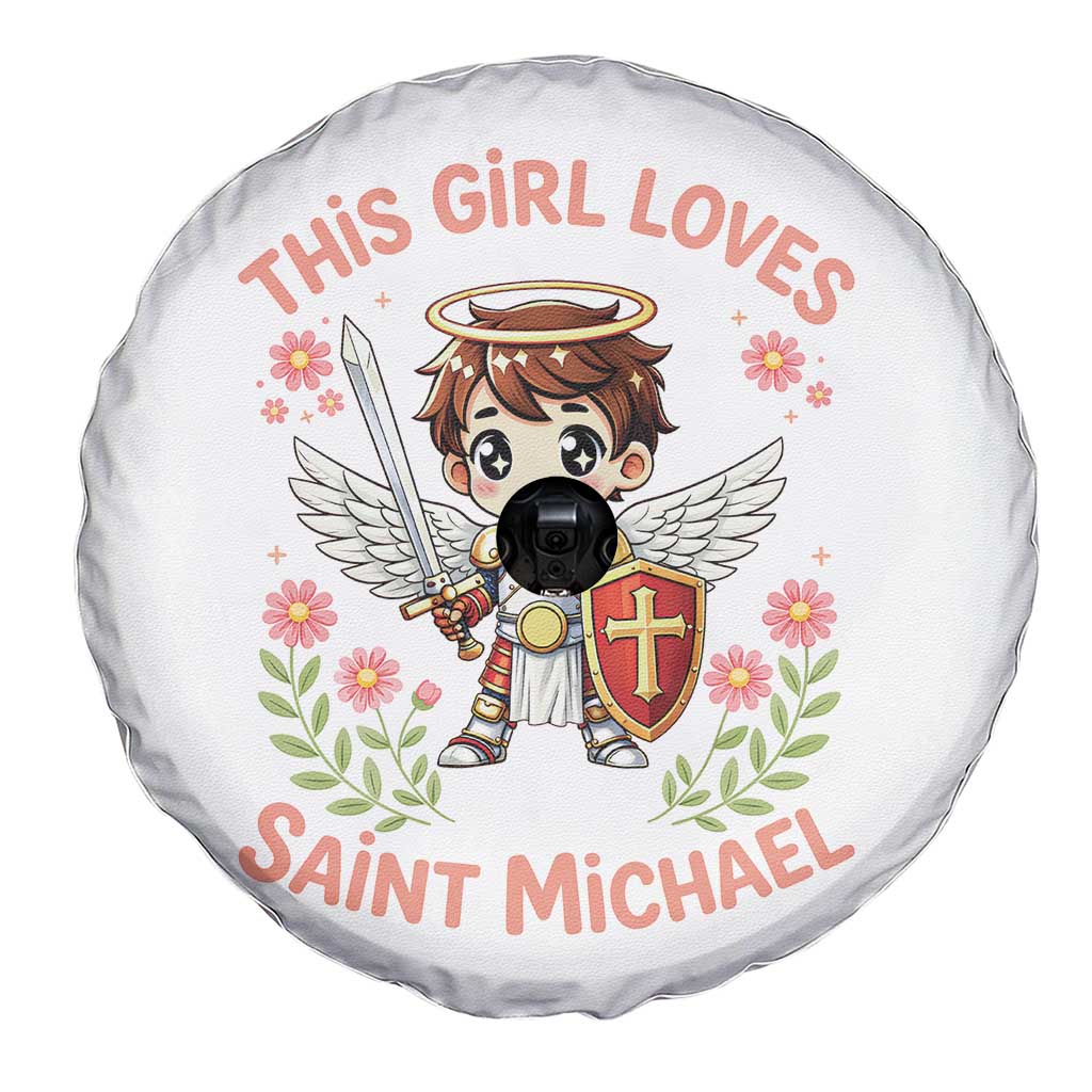This Girl Loves Saint Michael Spare Tire Cover Catholic Faith Gift TS12 Print Your Wear