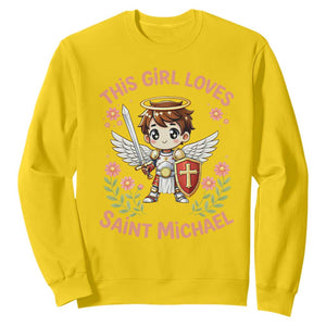 This Girl Loves Saint Michael Sweatshirt Catholic Faith Gift TS12 Daisy Print Your Wear