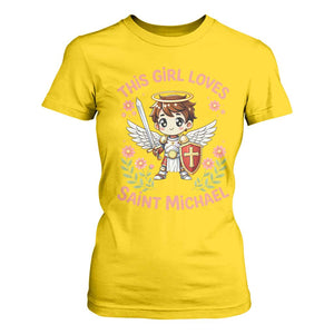 This Girl Loves Saint Michael T Shirt For Women Catholic Faith Gift TS12 Daisy Print Your Wear