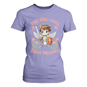 This Girl Loves Saint Michael T Shirt For Women Catholic Faith Gift TS12 Violet Print Your Wear