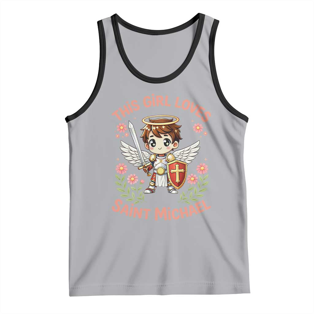 This Girl Loves Saint Michael Tank Top Catholic Faith Gift TS12 Athletic Heather Black Print Your Wear