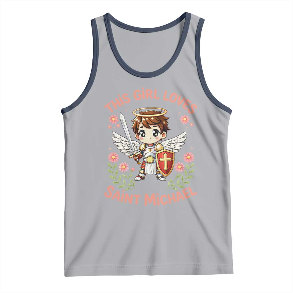 This Girl Loves Saint Michael Tank Top Catholic Faith Gift TS12 Athletic Heather Navy Print Your Wear