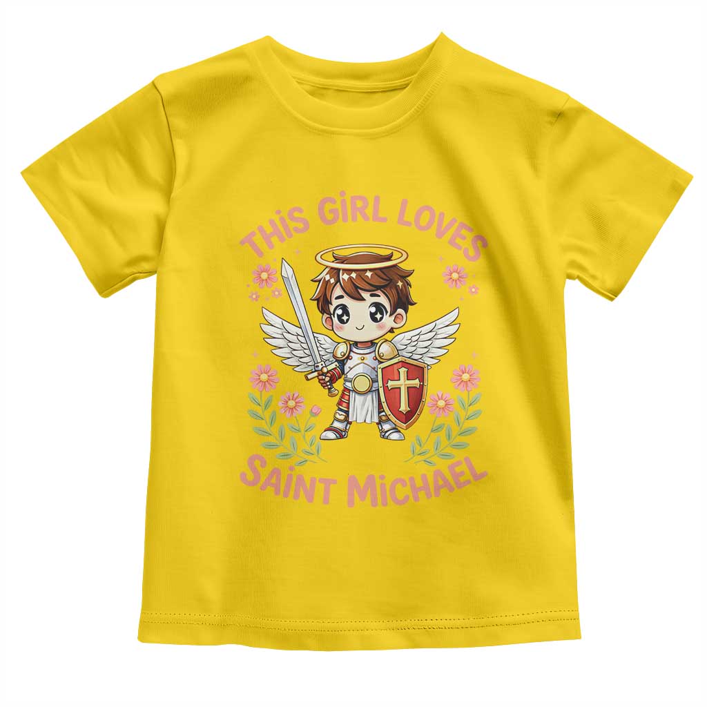 This Girl Loves Saint Michael Toddler T Shirt Catholic Faith Gift TS12 Daisy Print Your Wear