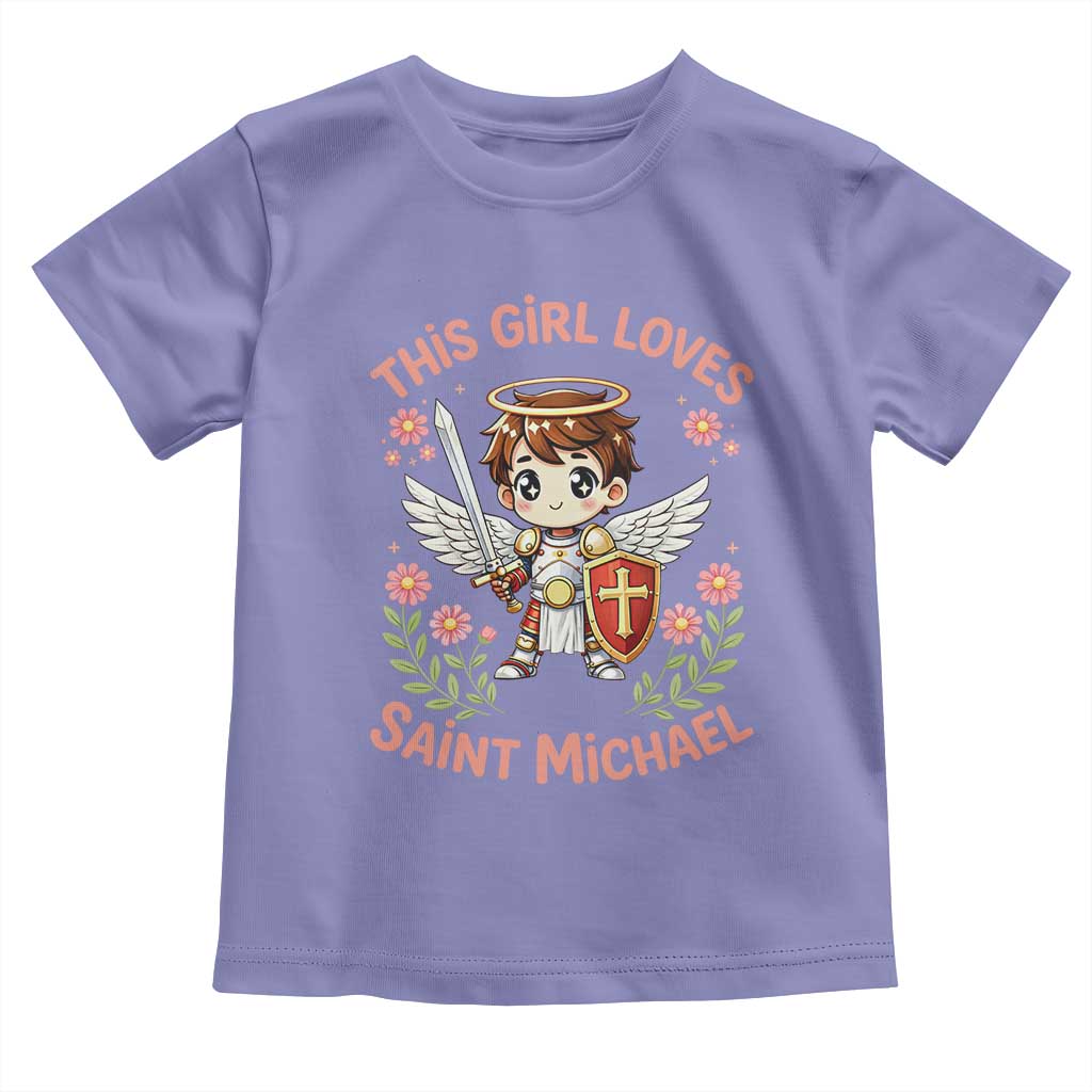 This Girl Loves Saint Michael Toddler T Shirt Catholic Faith Gift TS12 Violet Print Your Wear