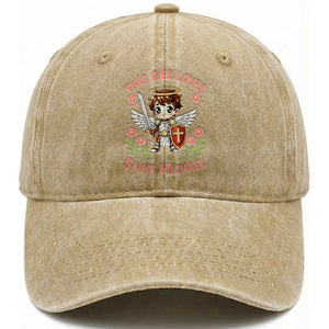 This Girl Loves Saint Michael Washed Cotton Baseball Cap Catholic Faith Gift TS12 Print Your Wear