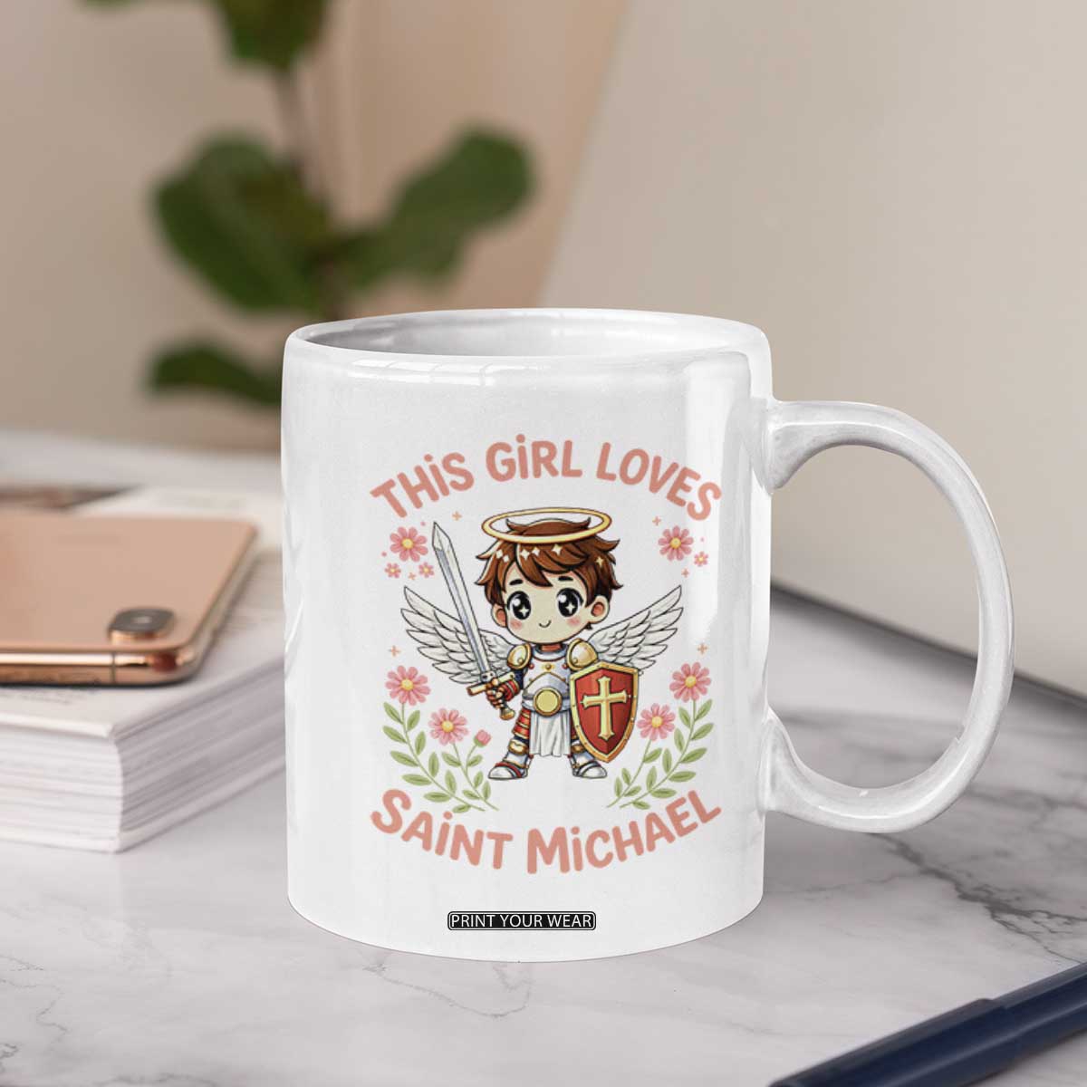 This Girl Loves Saint Michael Coffee Mug Catholic Faith Gift TS12 Print Your Wear