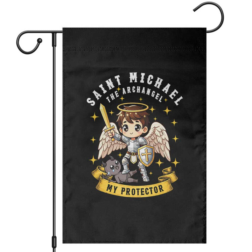 Funny Saint Michael Defeating Satan Garden Flag Religious Faith Gift TS12 Black Print Your Wear