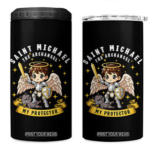 Funny Saint Michael Defeating Satan 4 in 1 Can Cooler Tumbler Religious Faith Gift TS12 One Size: 16 oz Black Print Your Wear