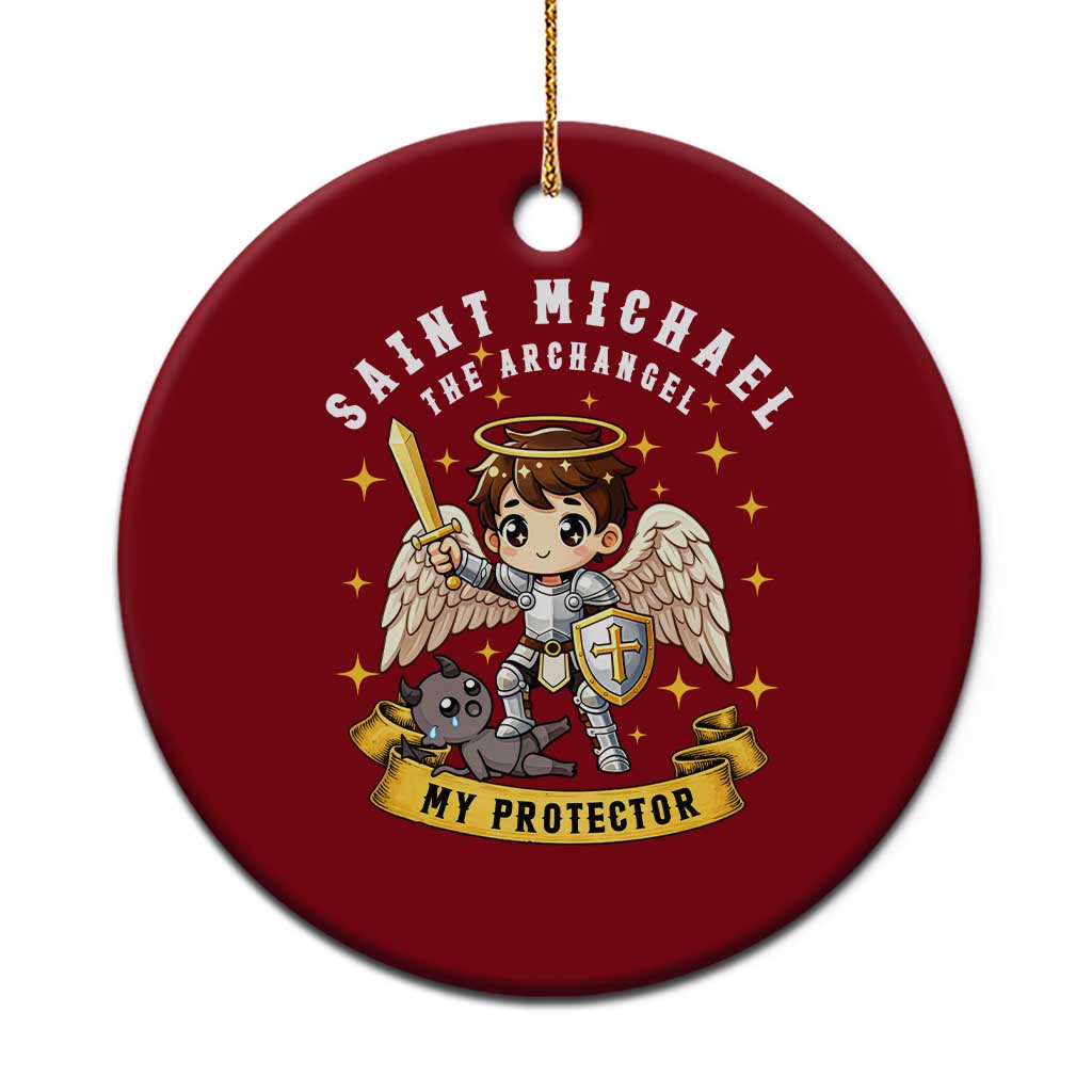 Funny Saint Michael Defeating Satan Ceramic Ornament Religious Faith Gift TS12 1pc Red Print Your Wear