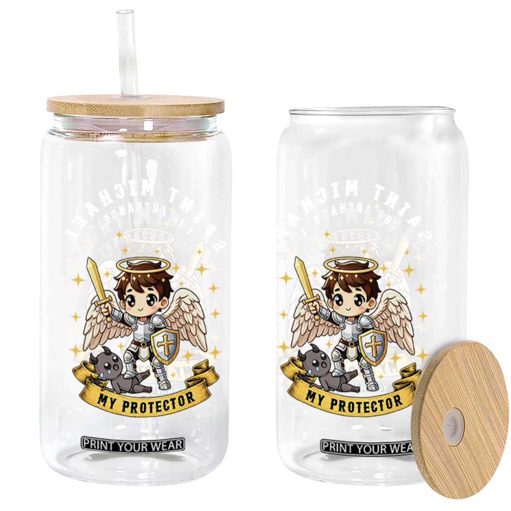 Funny Saint Michael Defeating Satan Glass Can Religious Faith Gift TS12 Print Your Wear