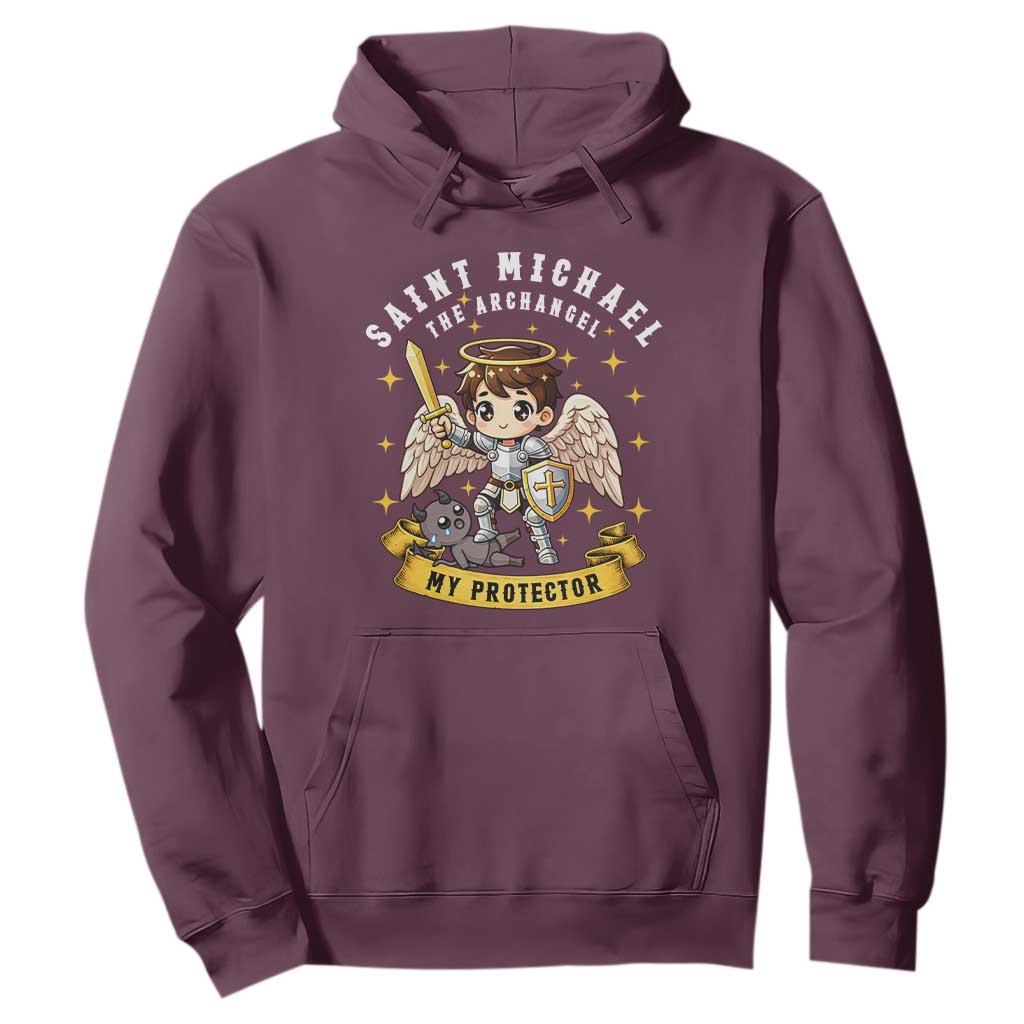 Funny Saint Michael Defeating Satan Hoodie Religious Faith Gift TS12 Maroon Print Your Wear