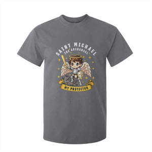 Funny Saint Michael Defeating Satan T Shirt For Kid Religious Faith Gift TS12 Charcoal Print Your Wear