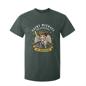 Funny Saint Michael Defeating Satan T Shirt For Kid Religious Faith Gift TS12 Dark Forest Green Print Your Wear