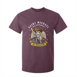 Funny Saint Michael Defeating Satan T Shirt For Kid Religious Faith Gift TS12 Maroon Print Your Wear