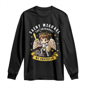 Funny Saint Michael Defeating Satan Long Sleeve Shirt Religious Faith Gift TS12 Black Print Your Wear