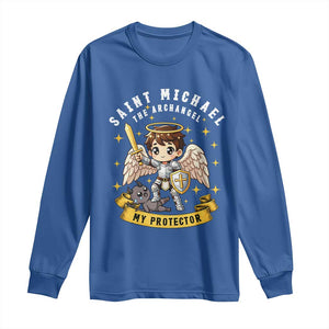 Funny Saint Michael Defeating Satan Long Sleeve Shirt Religious Faith Gift TS12 Royal Blue Print Your Wear