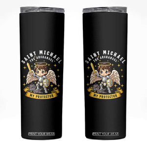 Funny Saint Michael Defeating Satan Skinny Tumbler Religious Faith Gift TS12 Black Print Your Wear