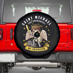 Funny Saint Michael Defeating Satan Spare Tire Cover Religious Faith Gift TS12 Black Print Your Wear