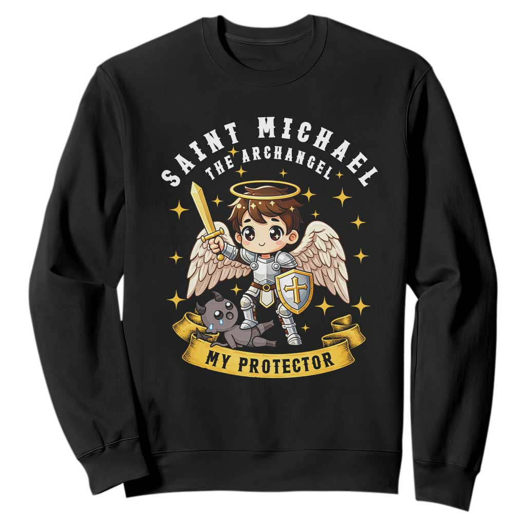 Funny Saint Michael Defeating Satan Sweatshirt Religious Faith Gift TS12 Black Print Your Wear
